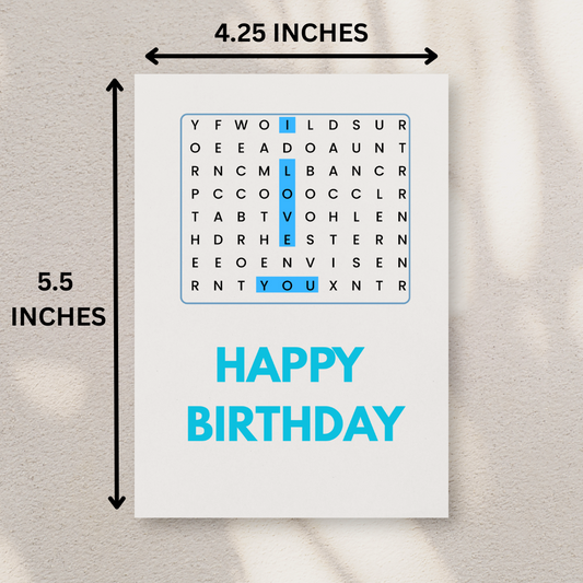 Word Search Happy Birthday Card