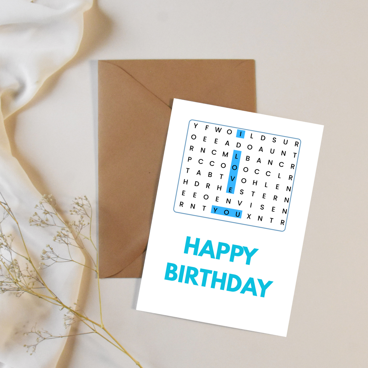 Word Search Happy Birthday Card