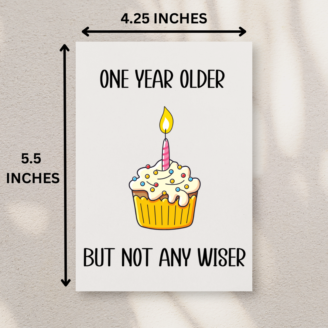 Sarcastic Birthday Card Height Reference Page