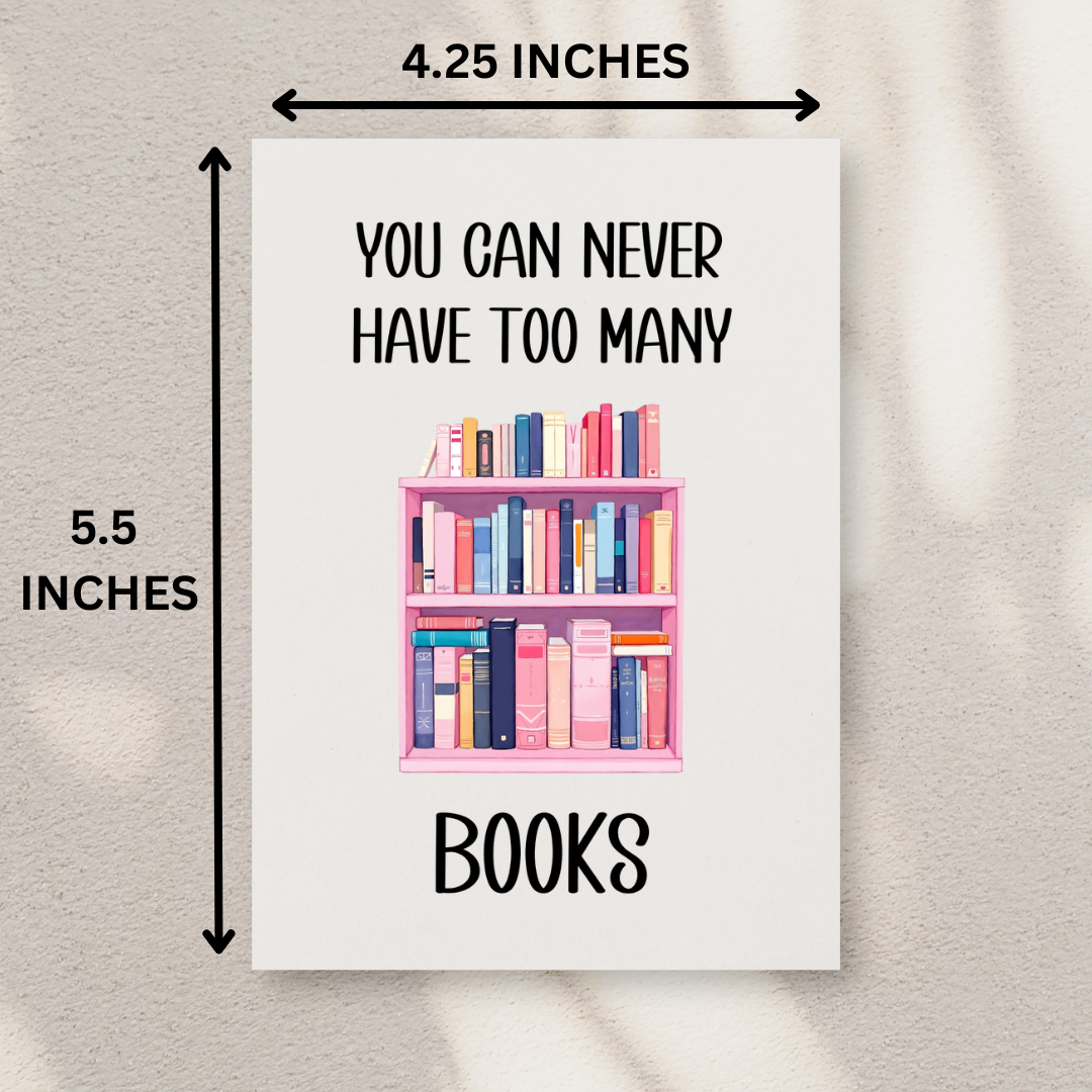 book lover card height reference page